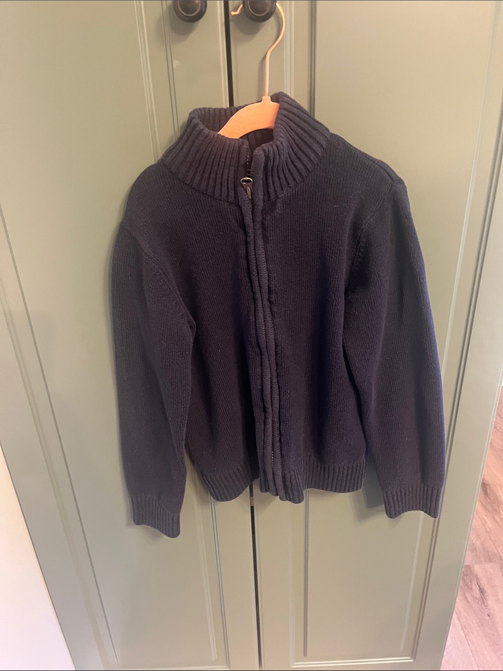 Navy Knit Zip Jacket